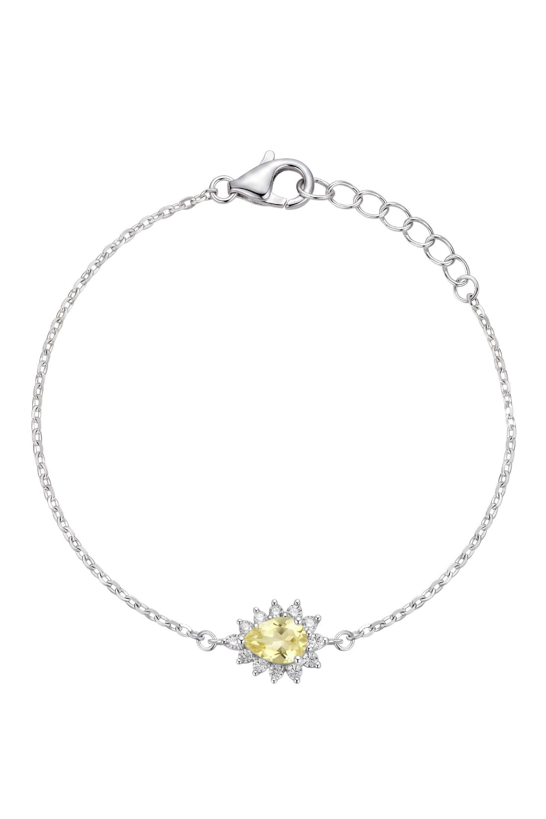 Silver bracelet with star-shaped charm and oval yellow gemstone