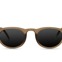Walnut brown sunglasses with dark lenses and rounded frames