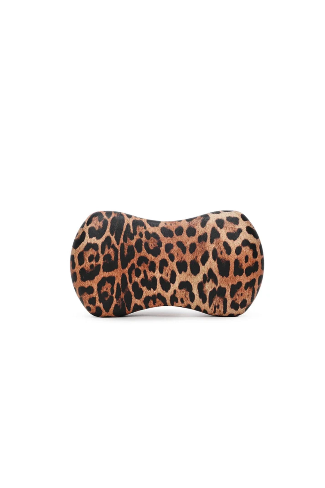 Leopard print clutch bag with rounded bowed silhouette