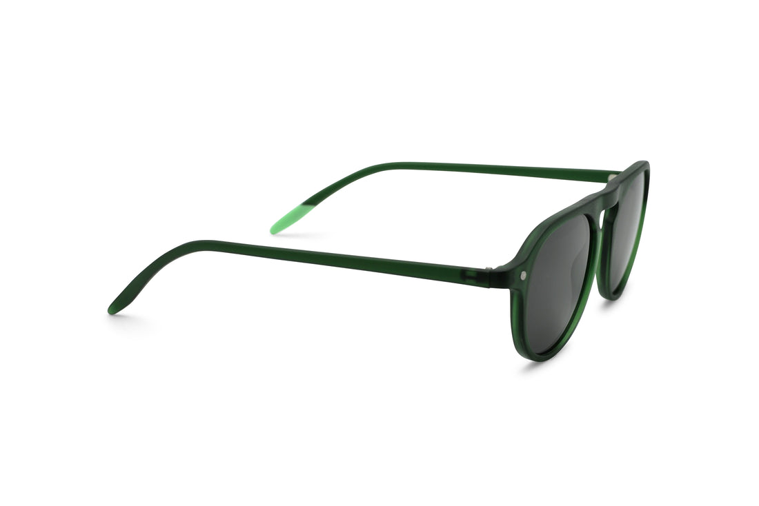 Profile green sunglasses with dark lenses and thin frame