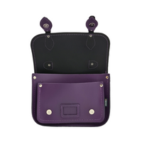 Leather Midi Satchel - Purple-4