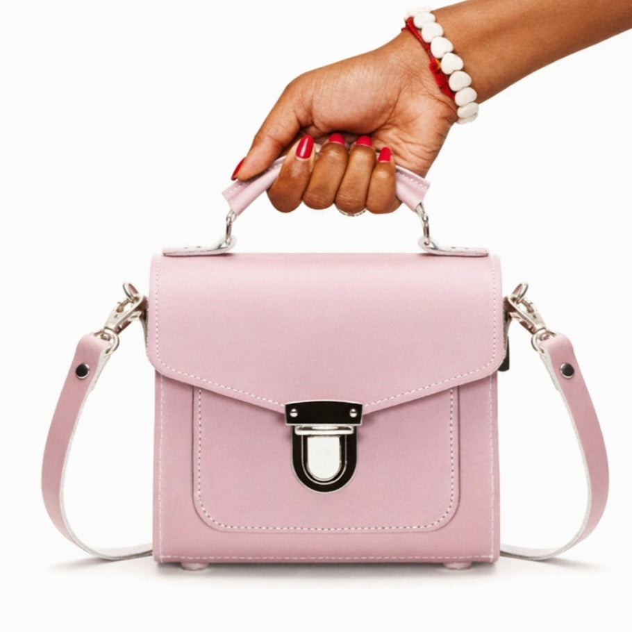 Handmade Leather Sugarcube Handbag - Rose Quartz-1