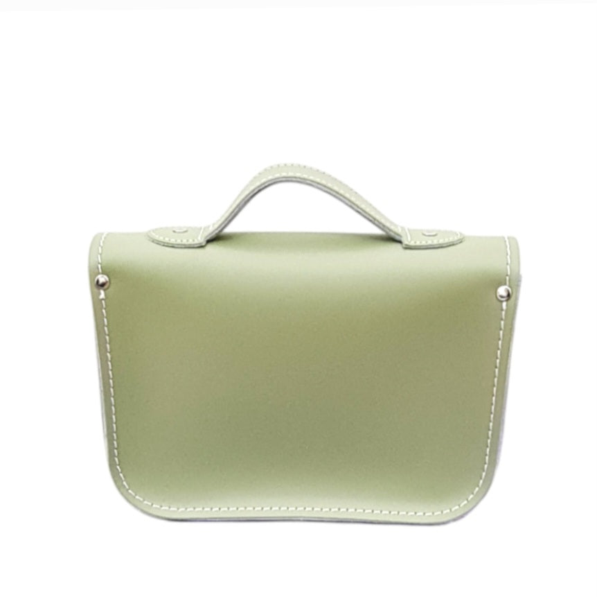 Leather Midi Satchel -  Sage Green-3