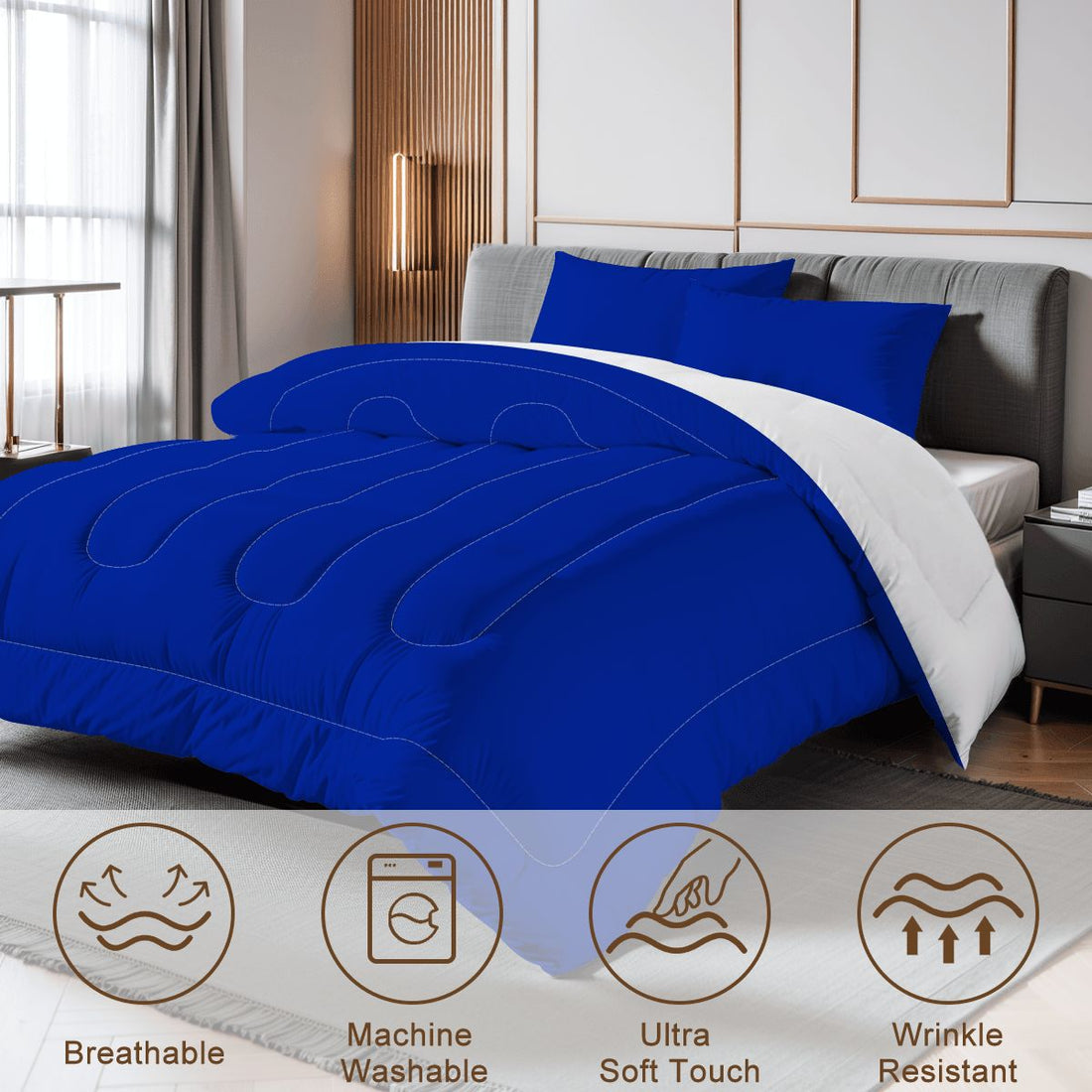 Royal Blue Queen Comforter Set