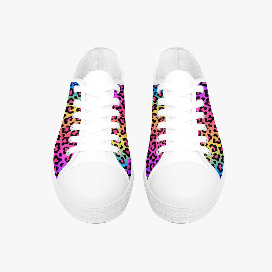 Leopard Print Trainers Womens Neon Electric Color Canvas Low Top Shoes