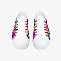 Leopard Print Trainers Womens Neon Electric Color Canvas Low Top Shoes