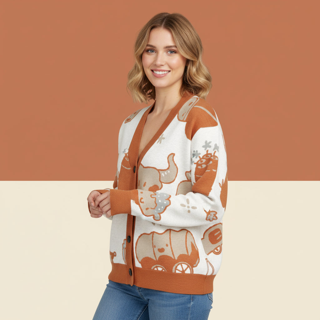 Western Cardigan | Unisex Aesthetic Cowboy Jacquard Knit