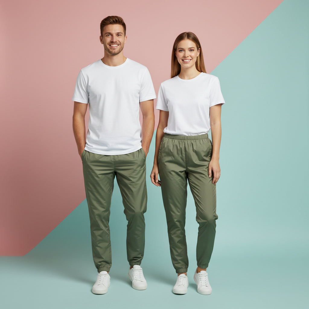 Womens Green Track Pants | Unisex All-Over Print Streetwear Joggers