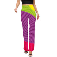 Multi Coloured Print Flared Pants Women’s Abstract Pattern Trousers