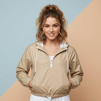 Windbreaker Beige | Women's Cropped Pullover Hooded Jacket