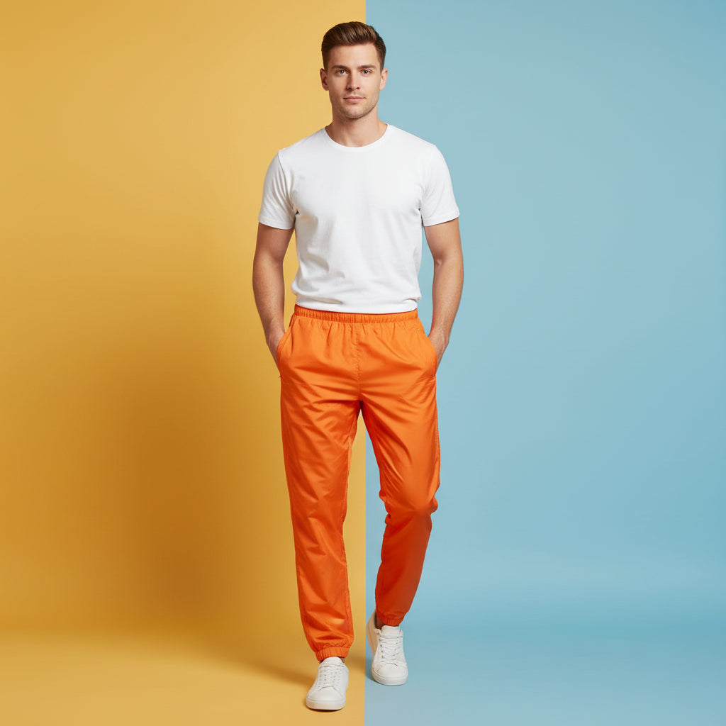 Track Pants Orange | Unisex All-Over Print Streetwear Joggers