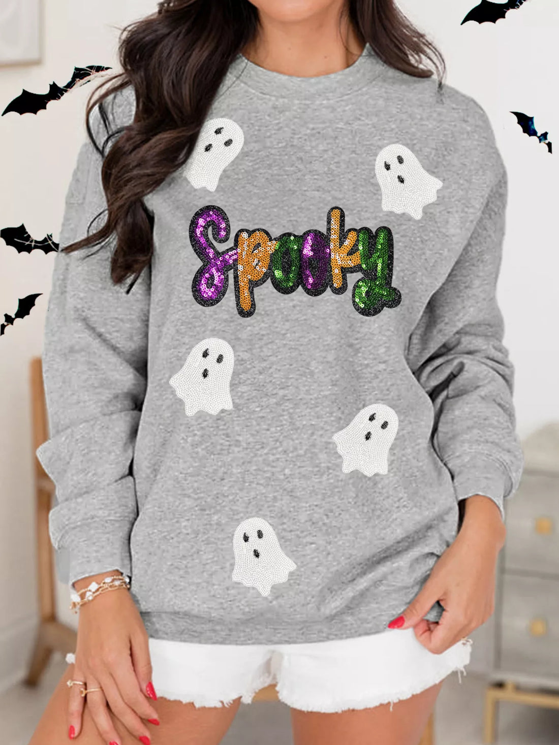 Gray sweatshirt with sequin &