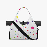 Women's Multi-Colour Polka Dot White Canvas Sports Bag