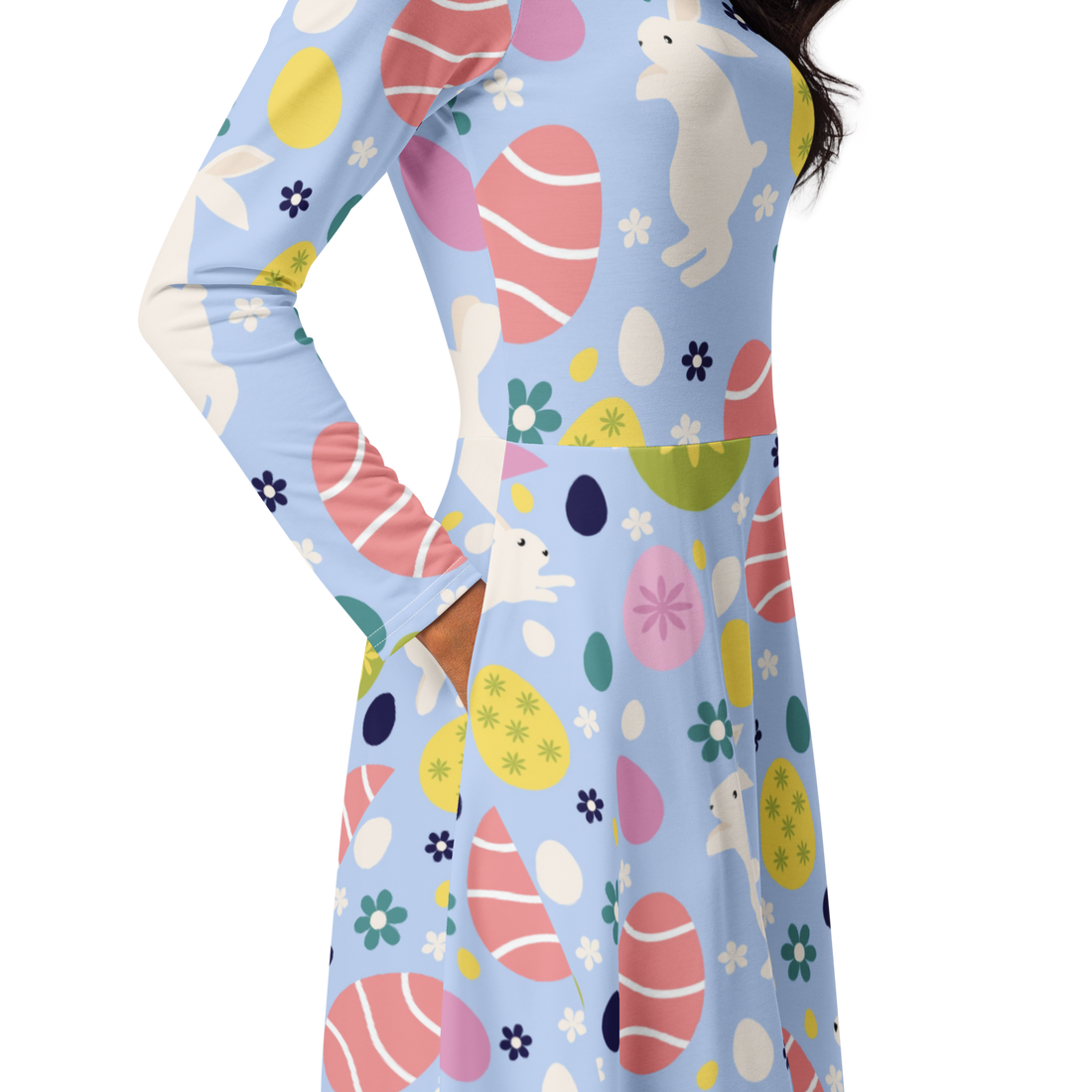 Easter Blue Floral Dress | Light Blue Festive Midi
