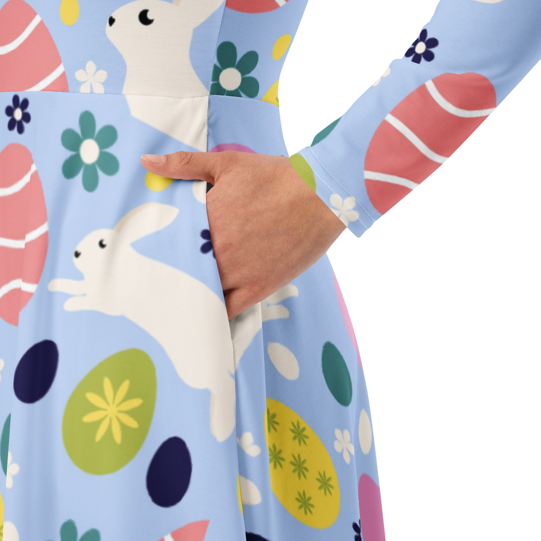 Easter Blue Floral Dress | Light Blue Festive Midi