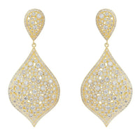 Gold teardrop drop earrings with pavé stones