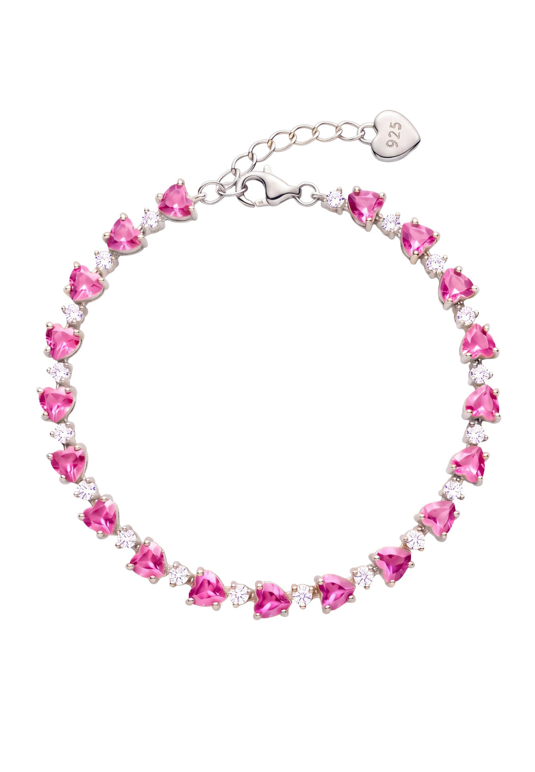 Asscher Cut Heart Tennis Bracelet Ruby Silver-0