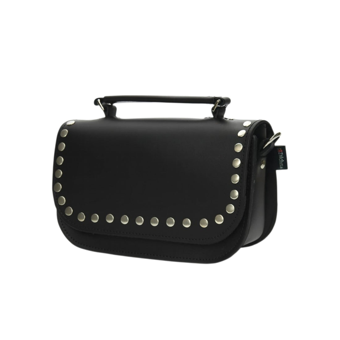 Aura Handmade Leather Bag - Black Studded-2