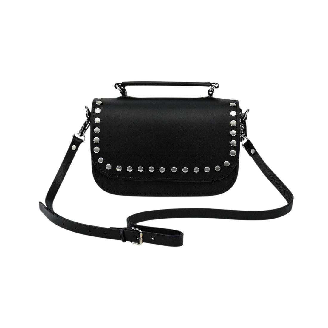 Aura Handmade Leather Bag - Black Studded-3