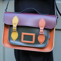Handmade Leather Satchel - Autumnal Kaleidoscope-1
