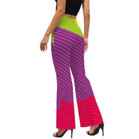 Multi Coloured Print Flared Pants Women’s Abstract Pattern Trousers