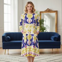 Midnight Meadow Blue Floral Dress | Navy White Print Midi