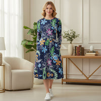 Porcelain Lattice Blue Floral Dress | White and Blue Midi