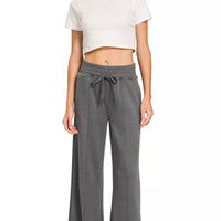 Charcoal wide-leg pants with drawstring waist and elastic waistband