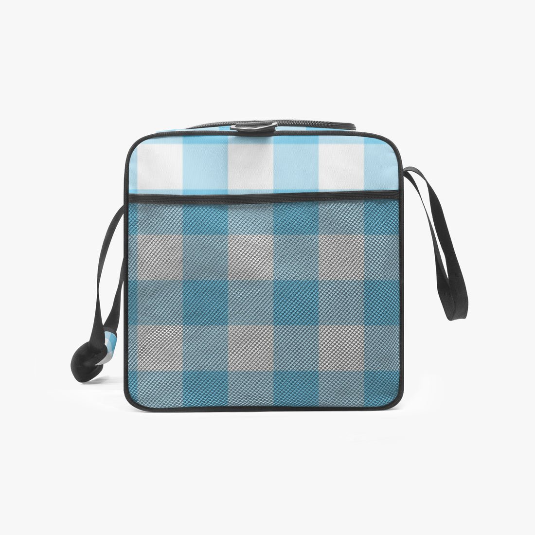 Blue Gingham Duffle Bag Light Blue Canvas