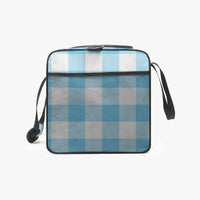 Blue Gingham Duffle Bag Light Blue Canvas