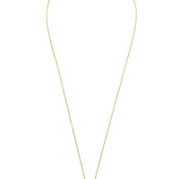 Gold oval gemstone pendant necklace with blue oval charm and long chain