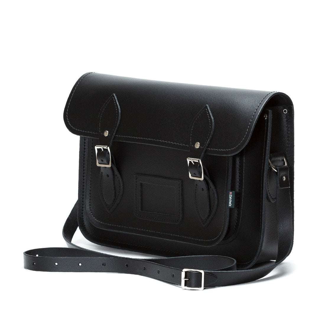 Leather School Satchel - Black-2