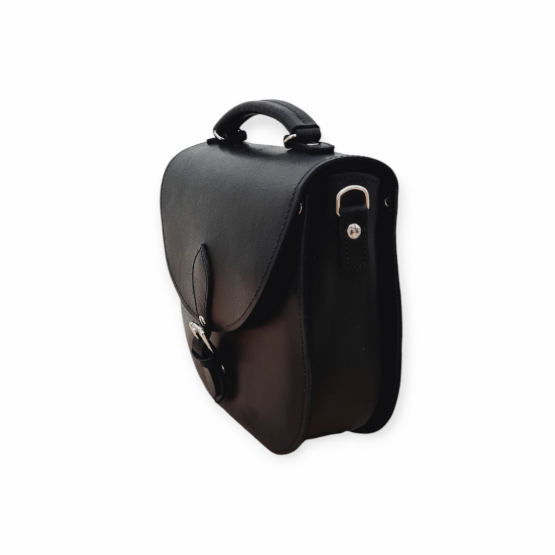 Handmade Tannery Leather Saddle Bag - Black-3