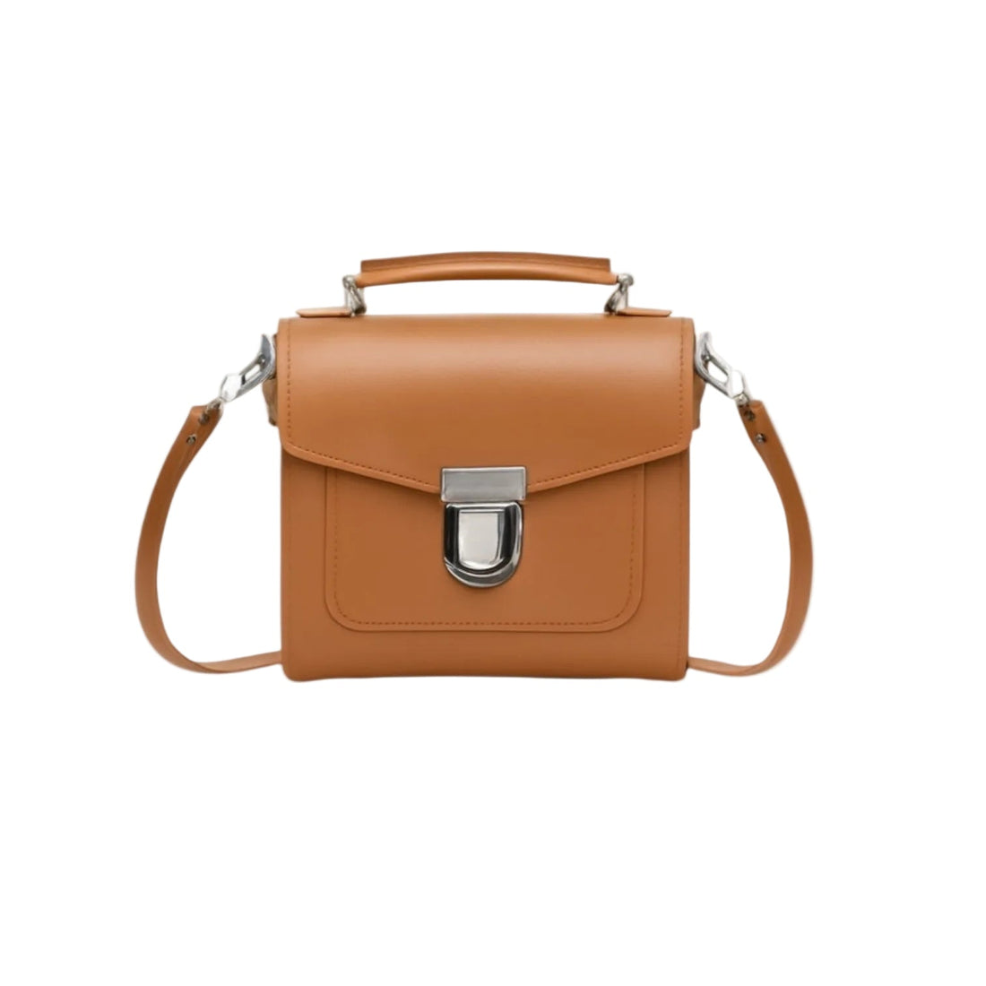 Handmade Leather Sugarcube Handbag - Burnt Orange-0