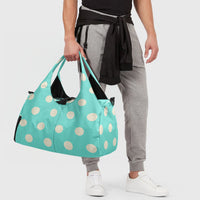 Women's Light Blue Polka Dot Canvas Chic Gym Bag