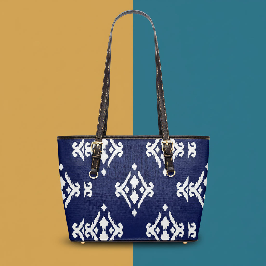 Navy Blue And White Handbags | Blue Leather Handbag