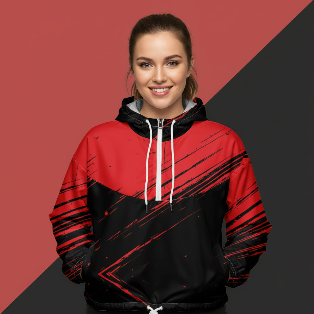 Black Red Windbreaker | Women&
