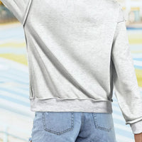 Light gray sweatshirt back view, plain with mock neck