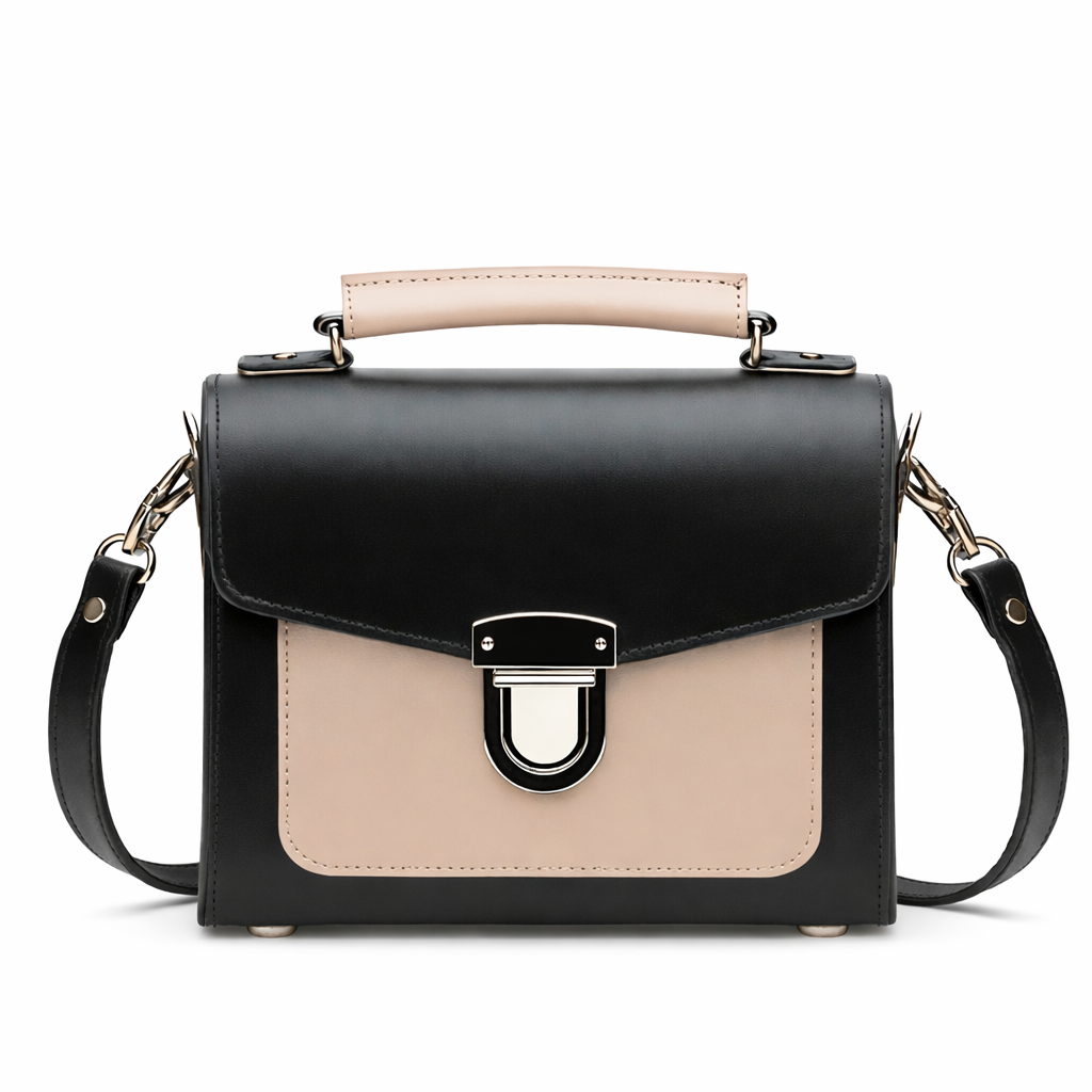 Handmade Leather Sugarcube Handbag - Cafe Noir-5