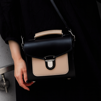 Handmade Leather Sugarcube Handbag - Cafe Noir-1