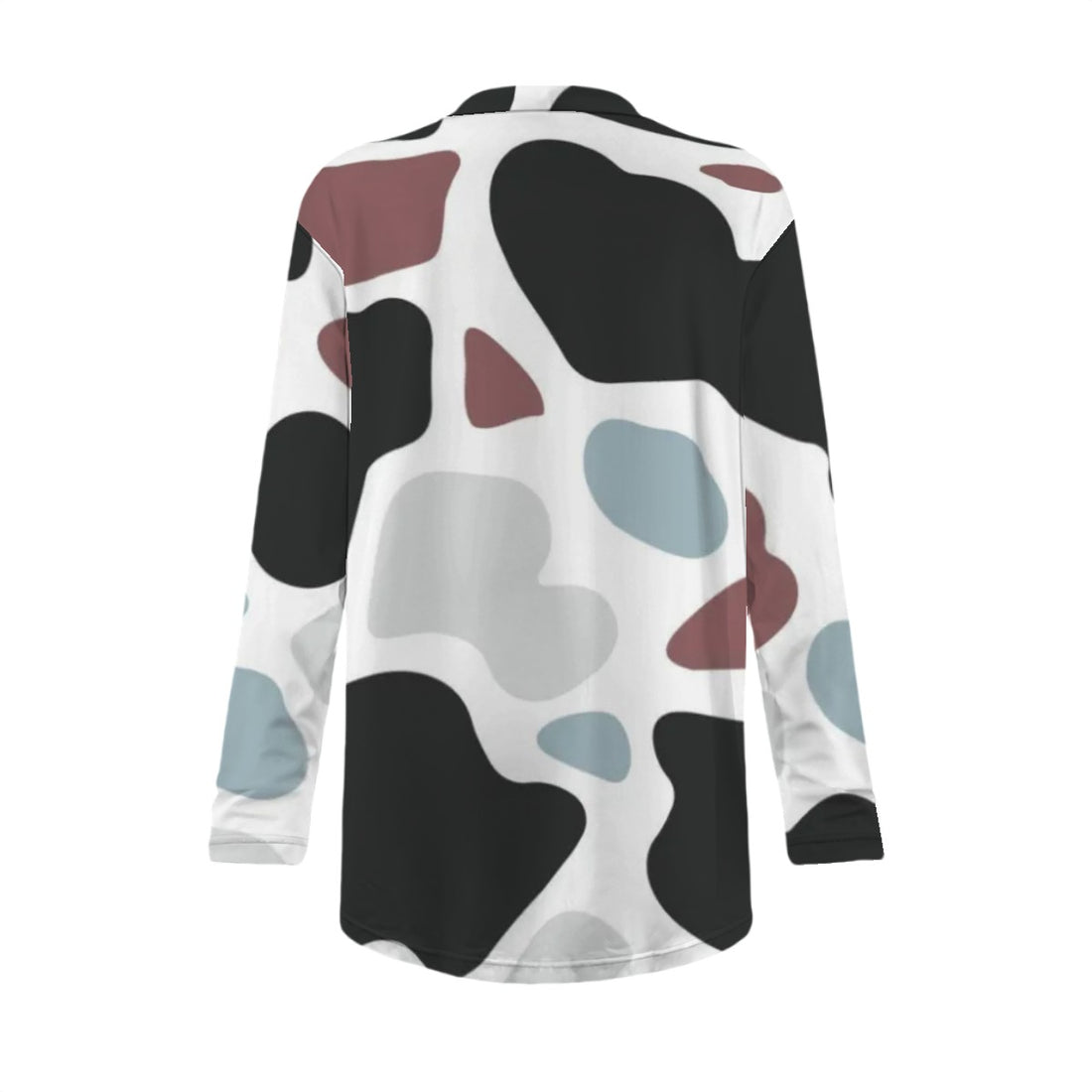 Cow Print Cardigan | Multicolor Color Block Animal Pattern Sweater