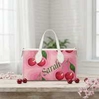 Pink and Green Tote Bag | Personalized Mini Leather Handbag