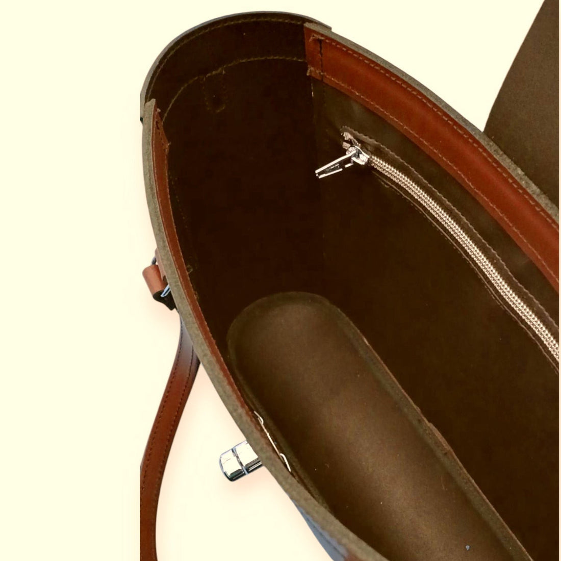Tannery Tweed & Leather Mini Twist Lock Shopper Bag - Tan-4