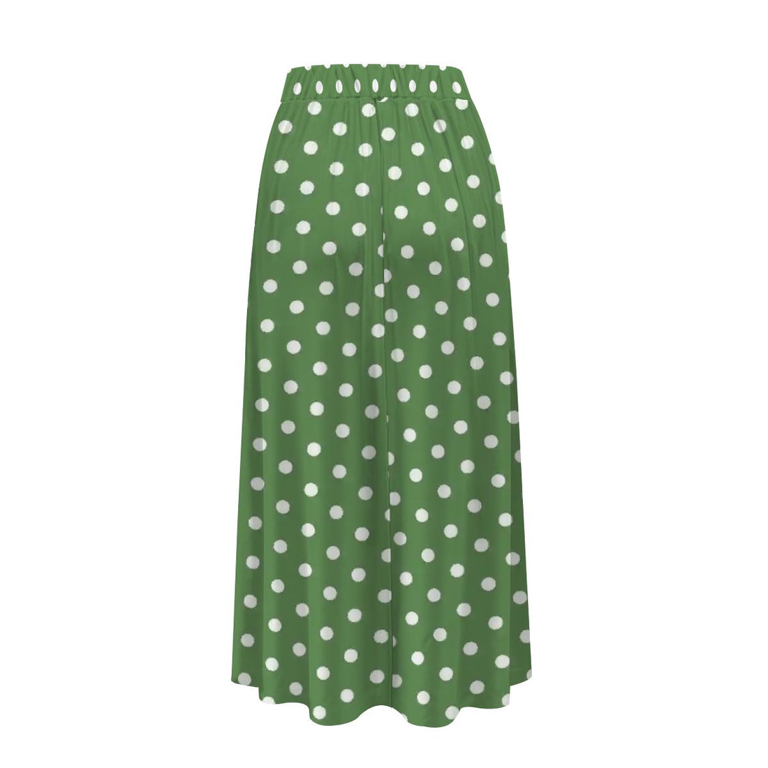 Green and White Polka Dot Skirt Midi High Waisted with Pockets