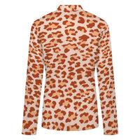 Orange Leopard Print Buttoned Cardigan