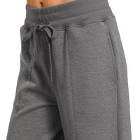 Charcoal center-seam wide-leg pants with drawstring waist