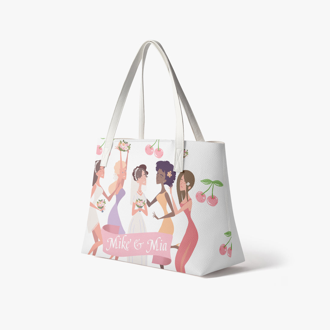 Bride Tote Bag, Cherry Bridal shower gift, Bachelorette Purse, Honeymoon handbag, Customized Wedding Bags
