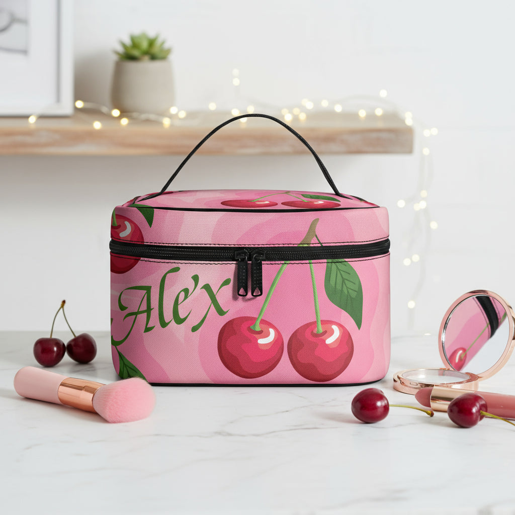 Pink Makeup Train Case | Personalized Boxy Cosmetic Organizer