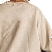 Tan crewneck sweatshirt, plain back view