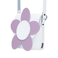Handmade Leather Daisy Barrel Bag - White & Violet-2
